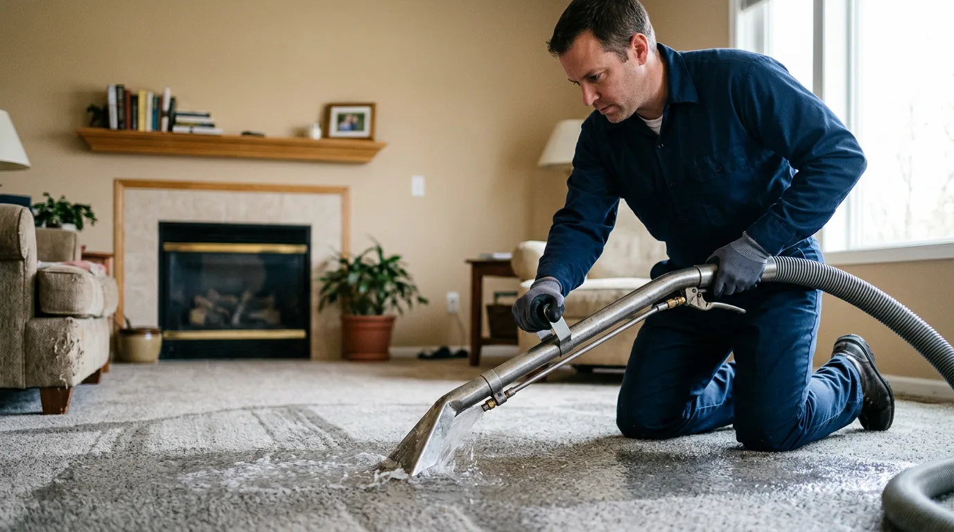 Water damage restoration technician working near Reedville, VA